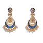 Blue Gold-Polished Beautifully Enamelled Stylish Kundan & Pearl Dangle Women Earrings|Meenakari Chandbali Traditional Ethnic Wear Earrings By House of Ree - Swadesiicart
