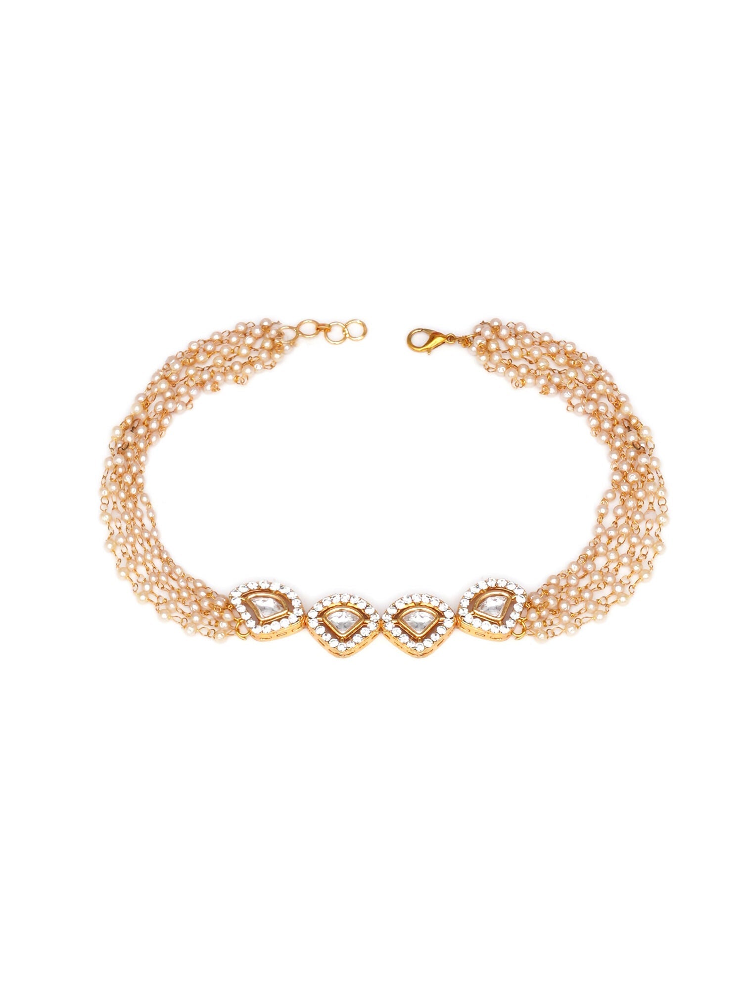 Kundan & Pearl Neckpiece (Gold) - Ruby Raang | Swadesiicart