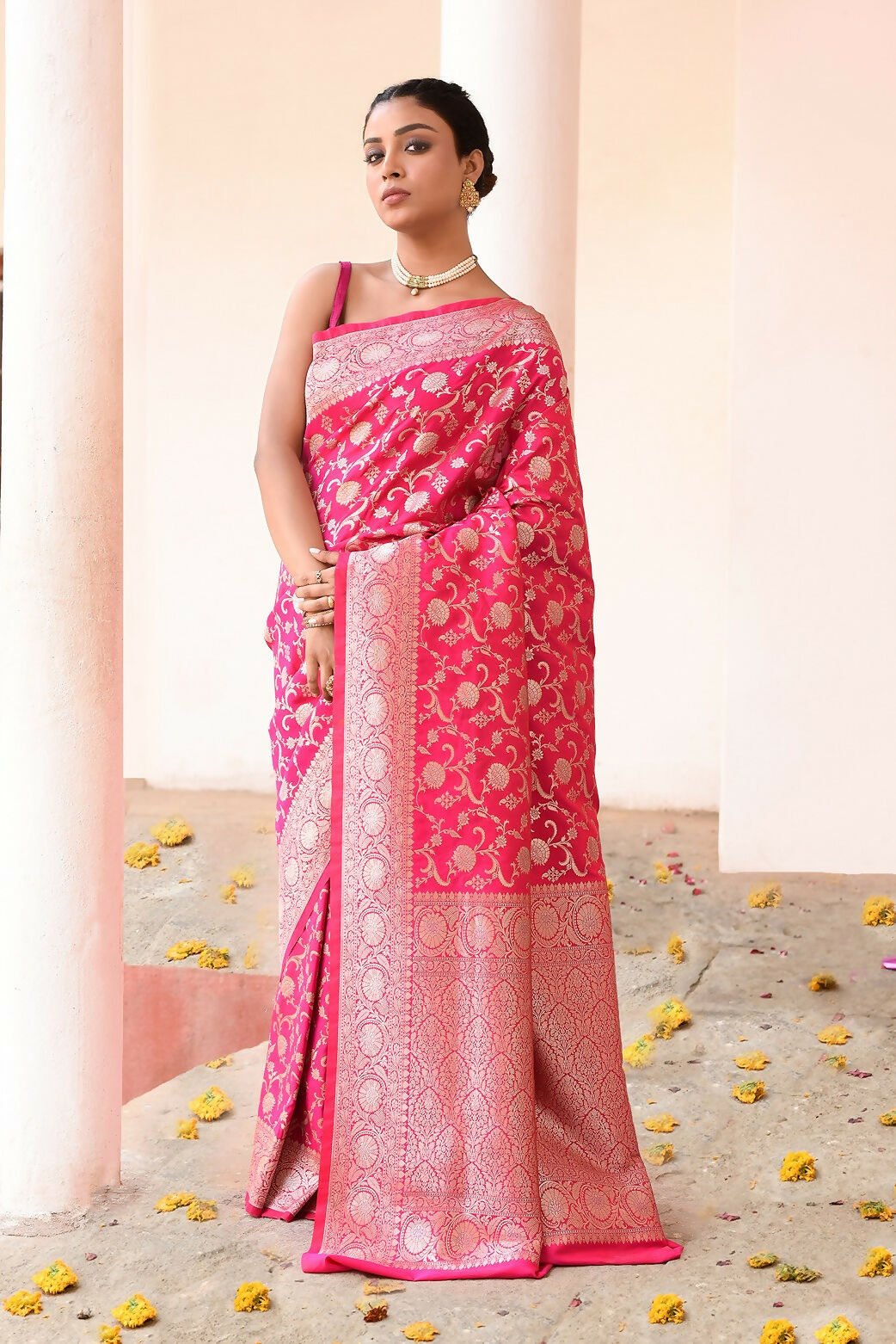 Joban Fashion Hot Pink Soft Pure Handloom Banarasi Silk Saree | Swadesiicart