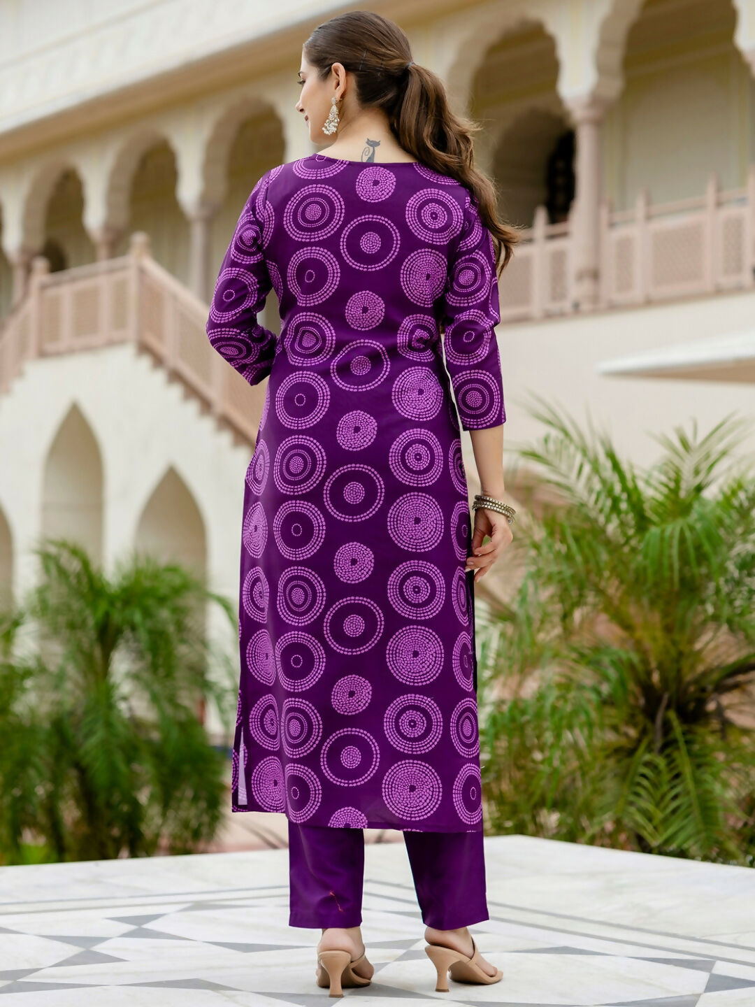 The52 Purple Women's Gorgeous Rayon Embroidered Straight Kurta with Pant And Dupatta Set - Swadesiicart