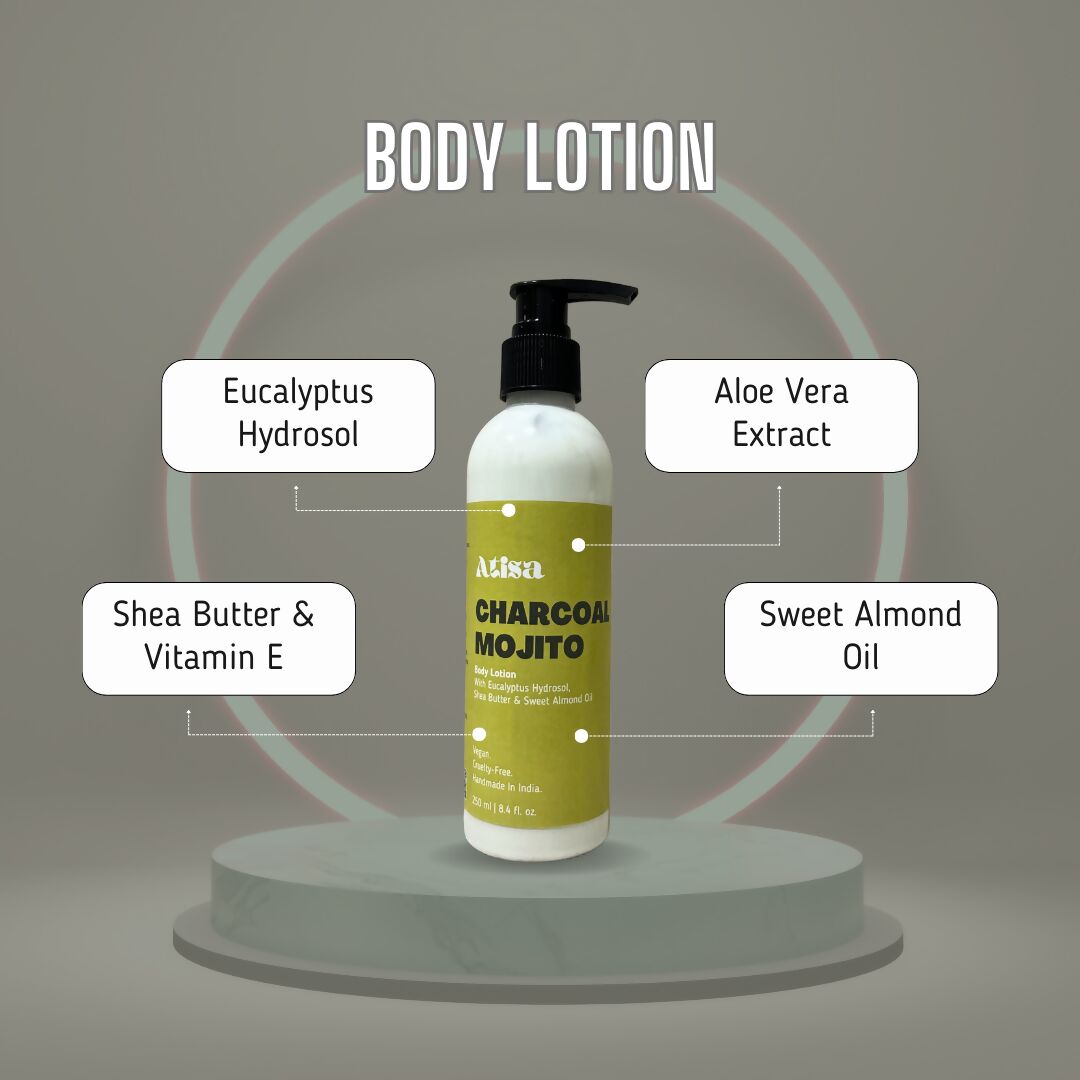 Atisa Charcoal Mojito Body Lotion | Swadesiicart