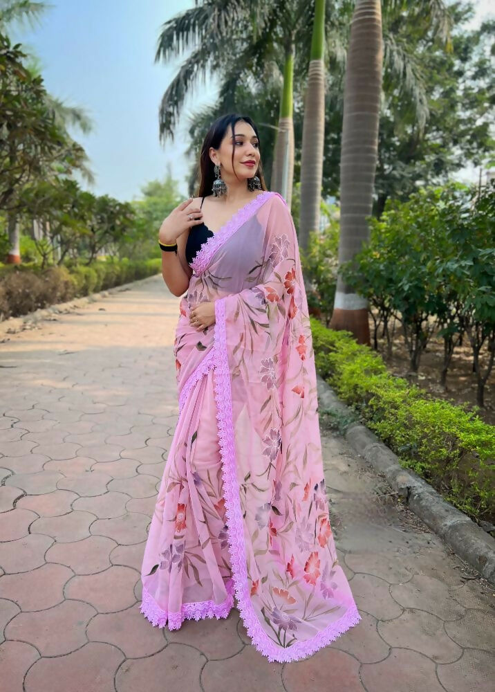 Vamsee Snehalata Pink Shimmer Silk Saree - Swadesiicart