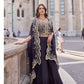 Anaita Purple Real Premium Silk Stitched Shrug Suit with Embroidery Work