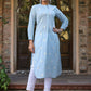 Juniper Women's Blue Cambric Embroidered Straight Kurta | Swadesiicart