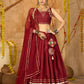 AI Fashion Maroon Silk Crepe Designer Navratri Wear Lehenga Choli Collection