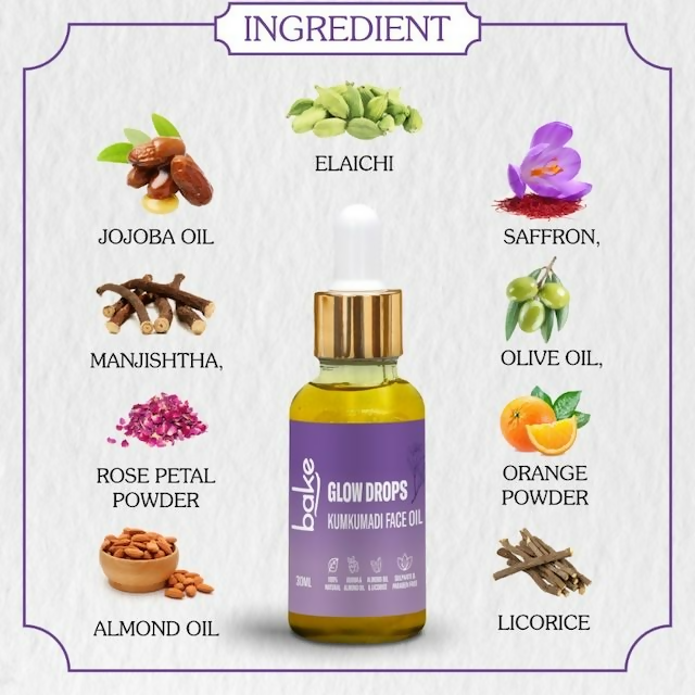 Bake Kumkumadi Face Oil For Brightening & Glowing Skin | Swadesiicart