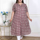 Miravan Women's Plus Size Cotton Floral Printed Cream A-Line Kurta with Buttons - Swadesiicart