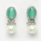 NVR Women's Silver-Plated Green American Diamond Studded Handcrafted Jewellery Set - Swadesiicart