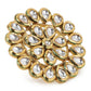 Gold-Polished White Kundan-Studded Adjustable Finger Ring - Ruby Raang | Swadesiicart