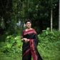 Vishnu Weaves Women's Black Raw Silk Checks Zari Woven Saree with Unstitched Blouse - Swadesiicart