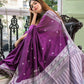 Exclusive Collection Purple Most Trending Beautiful Pure Cotton Handloom Saree - Swadesiicart