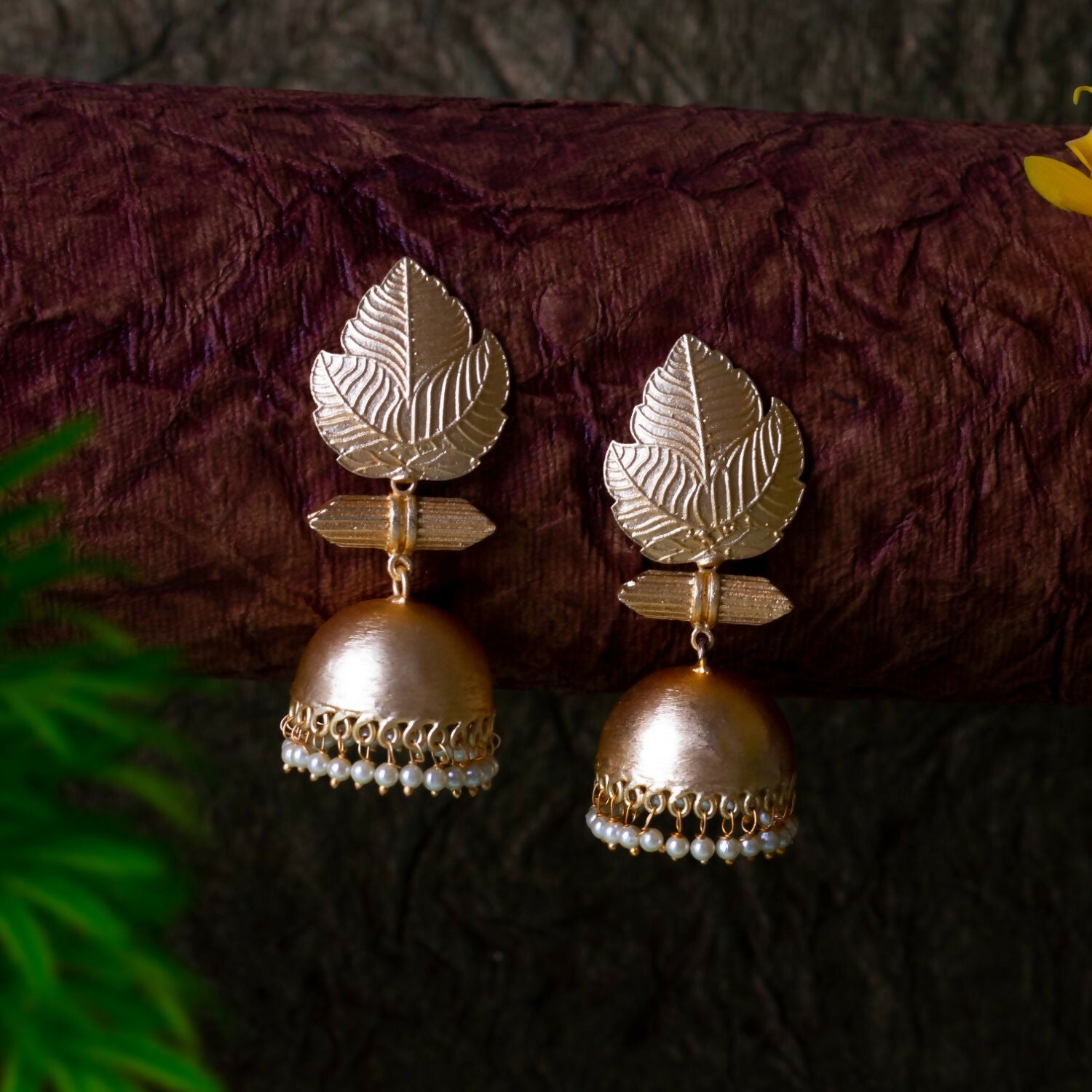Joban Fashion Women Matte Gold Brass Jhumka | Swadesiicart