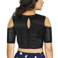 Aastha Fashion Women's Black Art Silk Cold Shoulder Sleeve Readymade Blouse