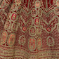 Jyoti Fashion Women's Red Velvet Multi Thread Embroidered with Zircon Diamond Wedding Lehenga Choli | Swadesiicart
