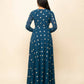 FIORRA Women's Teal Blue Georgette Anarkali Kurta With Dupatta - Swadesiicart