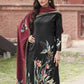 Jyoti Fashion Women's Black Velvet Floral Digital Printed Kurta with Trouser & Dupatta | Swadesiicart