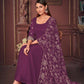 Jyoti Fashion Women's Purple Georgette Embroidered Anarkali Kurta Pant Set With Dupatta | Swadesiicart