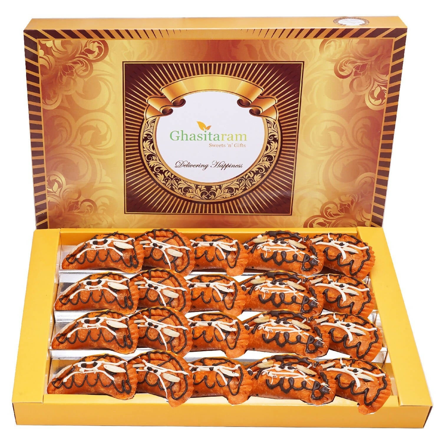 Ghasitaram Orange Flavoured Gujiya | Swadesiicart