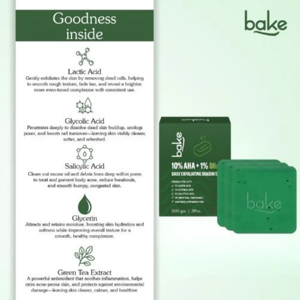Bake 10% AHA + 1% BHA Scrub Treatment Soap | Swadesiicart