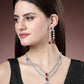 NVR Women's Silver-Plated Red CZ-Studded Handcrafted Jewellery Set - Swadesiicart