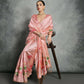 Vishnu Weaves Women's Peach Soft Tussar Silk Printed Saree with Blouse - Swadesiicart