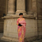 Dahlia Pinksoft Handloom Sik Zari & Thread Work, Contrast Pallu Saree - Rajtex Kube Silk - Swadesiicart