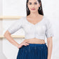 Joban Fashion Silver Shimmer Elbow Sleeveless Front Open Blouse - Swadesiicart