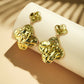 Nuyug 18k Gold-Plated Contemporary Molten Metallic Finish Floral Drop Dangler Earrings | Swadesiicart