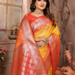 Anaita Yellow kochi Silk With Beautiful Checks Weaving Saree With Blouse