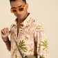 Beige Men Pure Cotton Relaxed Opaque Printed Casual Resort Shirt - Mahotsav