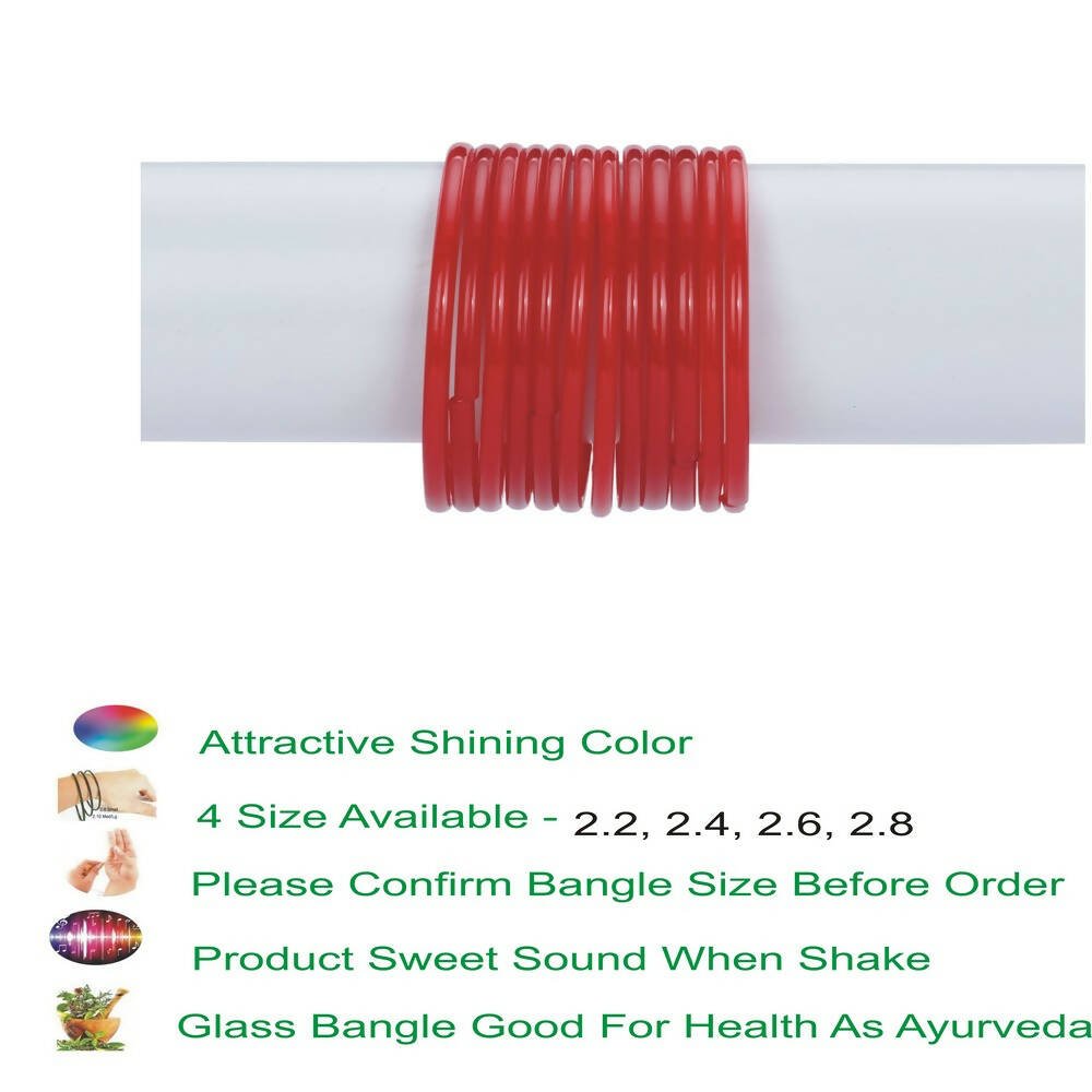 Afast Shining Red Glass Party, Wedding, Daily Use Bangle Set, Pack Of 12 - Swadesiicart