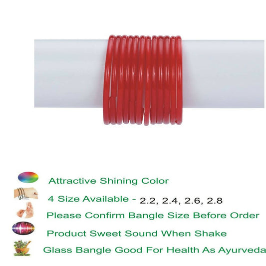 Afast Shining Red Glass Party, Wedding, Daily Use Bangle Set, Pack Of 12 - Swadesiicart