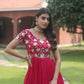 Jyoti Fashion Women's Rani Pink Sequins Embroidered Faux Georgette Anarkali Dress | Swadesiicart