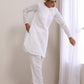 trueBrowns White Dobby Front Placket Co-Ord Set - Swadesiicart
