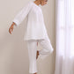 trueBrowns White Dobby Baggy Sleeve Co-Ord Set - Swadesiicart
