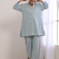 trueBrowns Eggshell Blue Dobby Relaxed Fit Co-Ord Set - Swadesiicart