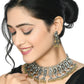 Mominos Fashion Johar Kamal Oxidised Silver-Plated Brass Finish Peacock Choker For Women (Silver/Golden) | Swadesiicart