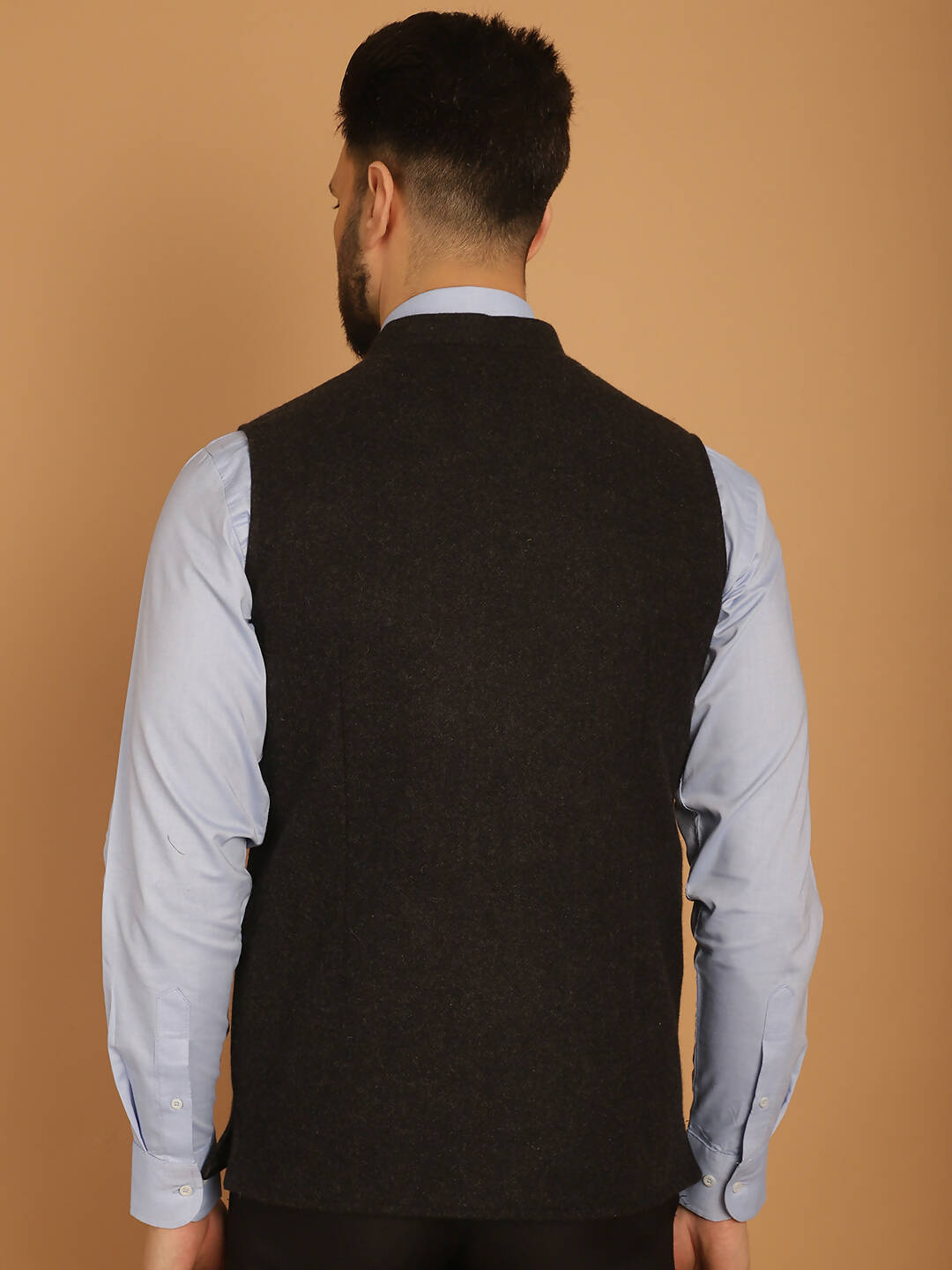 Even Apparels Pure Wool Nehru Jacket - Charcoal | Swadesiicart