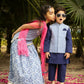 Lil Drama Boys Kurta pyjama with jacket set - Navy Blue | Swadesiicart