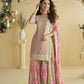Anaita Pink Chinon Readymade Sharara Suit with Embroidery Sequence Work