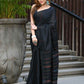 Beatitude Black Khadi Ghicha Stripes Saree