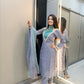 Anaita Blue Roman Shimmer Readymade Kurti Set with Designer Handwork