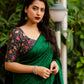 Green Jute Silk Woven Design Saree with Unstitched Blouse - Hiral Fashion | Swadesiicart