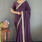 Vastranavya Purple Georgette Silk Swarovski & Heavy Lace Work Ready to Wear Saree | Swadesiicart