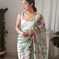 Vamsee Pinki Khatali Green Organza Saree - Swadesiicart
