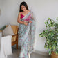 Vamsee Ferry Green Organza Saree - Swadesiicart