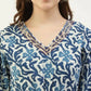 FIORRA Women's Printed Pure Cotton Kaftan Kurta - Blue - Swadesiicart