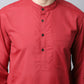 Even Apparels Maroon Cotton Checked Men's Kurta With Band Collar | Swadesiicart
