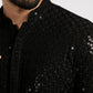 Ethnic India Black Men's Kurta Embellished Viscose Rayon | Swadesiicart