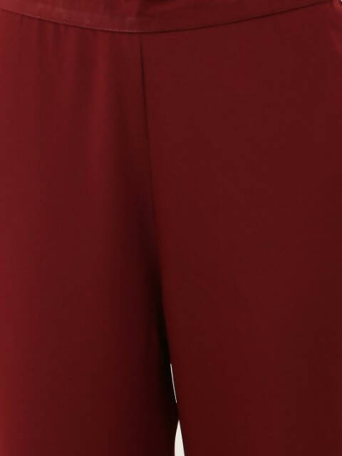 FIORRA Women's Maroon Poly Crepe Kaftan Type Kurta Set - Swadesiicart